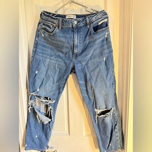 Abercrombie and Fitch curve love The Mom High Rise distressed Jeans